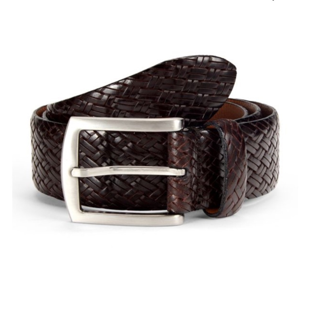 W. Kleinberg Men's Woven Leather Belt - Brown